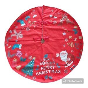 NWOT Medium Have A Very Merry Christmas Red Tree Skirt W/Stockings-Size …
